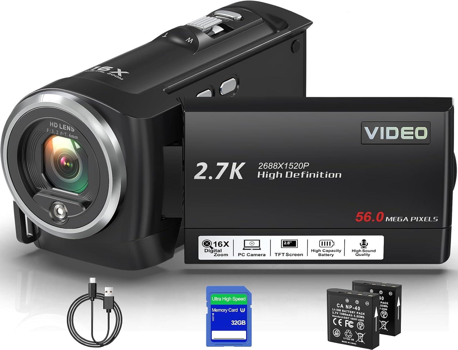 Our Review: Versatile ⁢QHD 2.7K camcorder with LED & Dual batteries