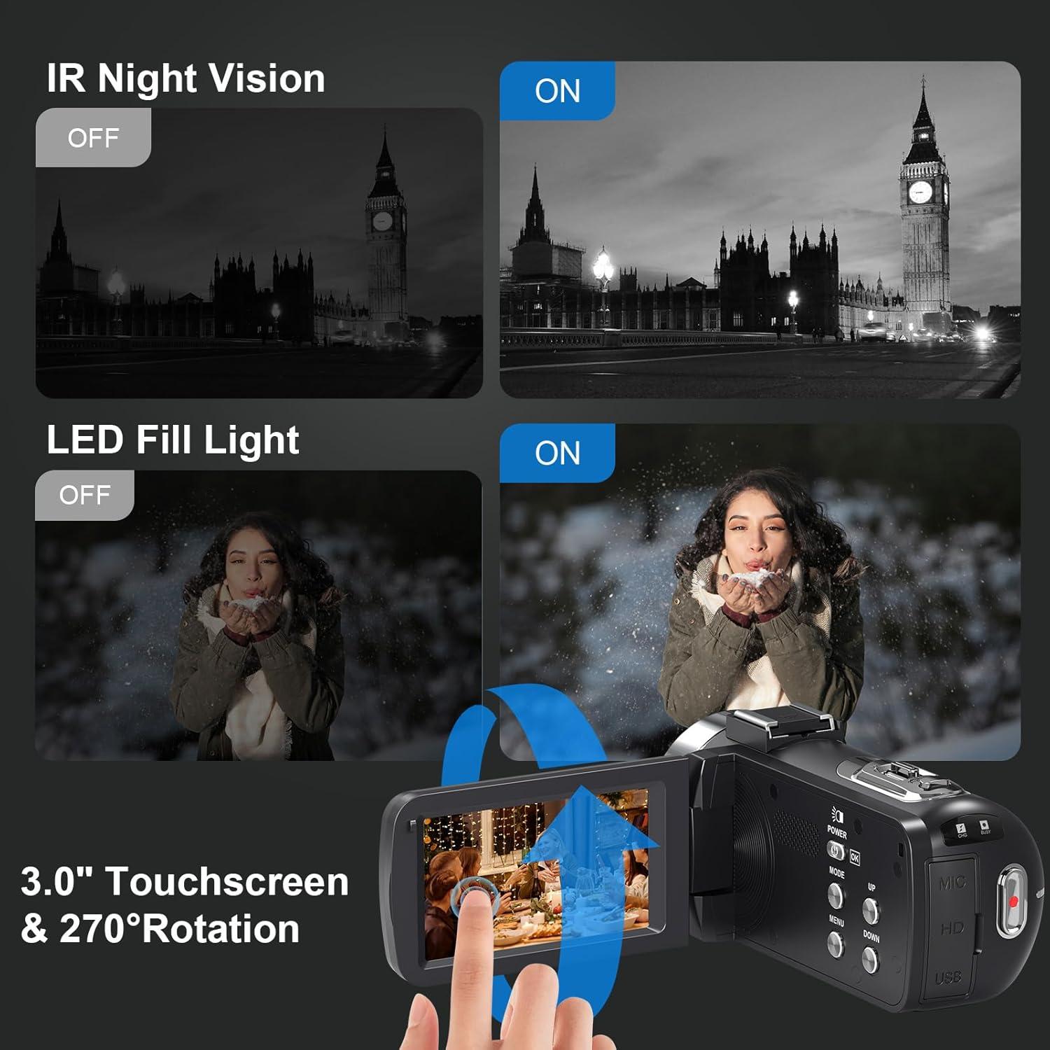 Our In-Depth Review of the 8K 64MP Vlogging Camcorder with⁣ Night Vision