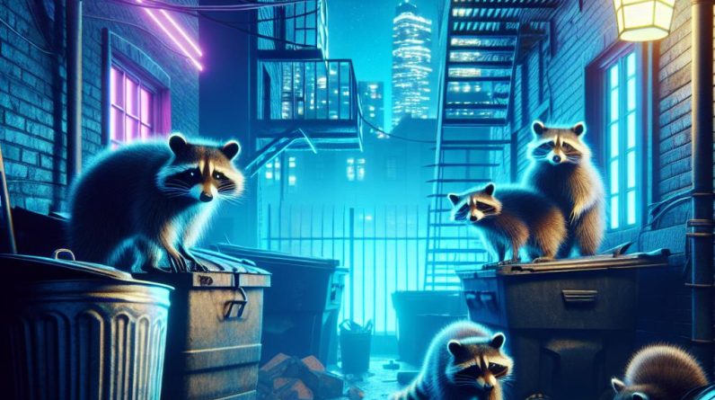 Raccoons Own the Night in Neon Glow #shorts