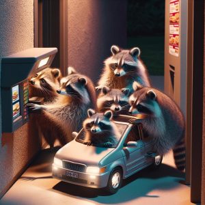 Raccoons Order Fast Food in Tiny Car #shorts