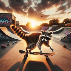 Raccoon Shreds Urban Skate Park at Sunset #shorts