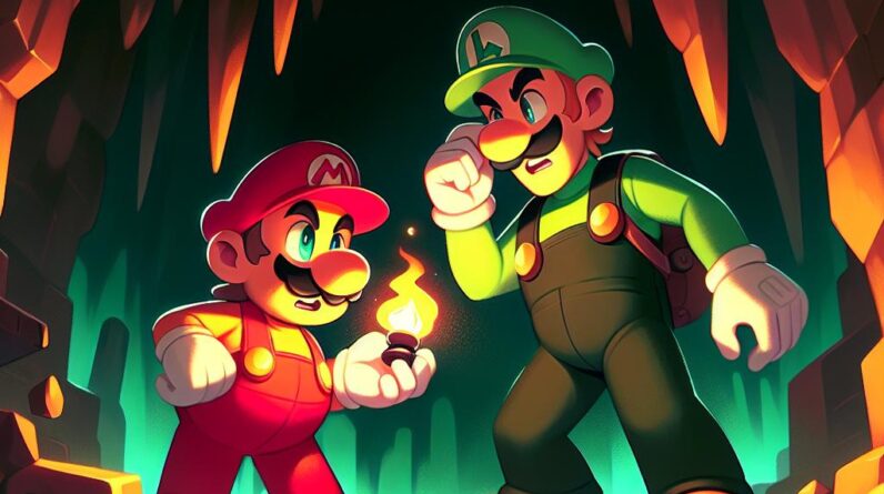 Mario & Luigi Explore Dark Underground, Find Fire! #shorts