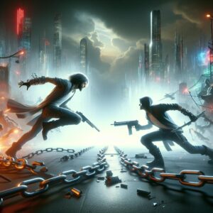 Lightsaber Duel: Chains Broken, Empires Shattered in Futuristic City! #shorts