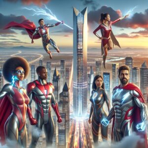 Superheroes Witness Tower Completion in Futuristic City! #shorts