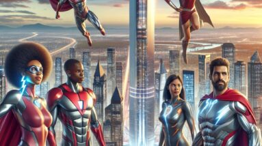 Superheroes Witness Tower Completion in Futuristic City! #shorts