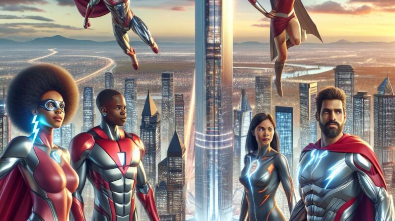 Superheroes Witness Tower Completion in Futuristic City! #shorts