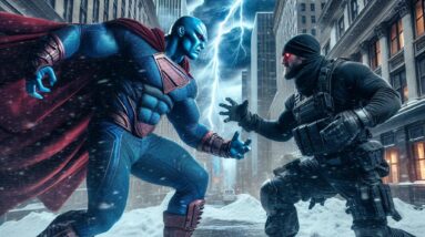 Superman vs. Batman: Snowy Street Brawl, Lightning Strikes! #shorts