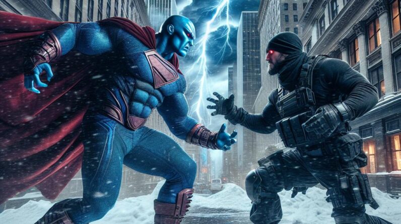 Superman vs. Batman: Snowy Street Brawl, Lightning Strikes! #shorts