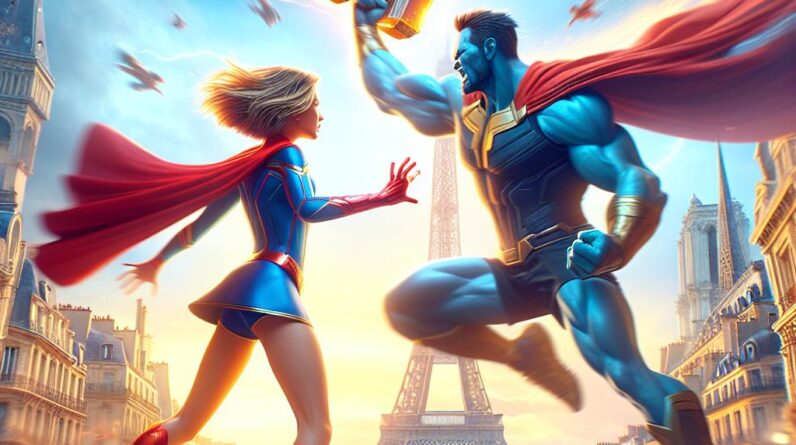 Captain Marvel vs Thor: Hammerang?! Epic Paris Battle! #shorts